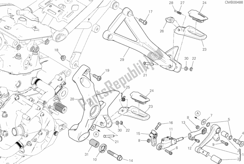Todas las partes para Reposapiés, Izquierda de Ducati Monster 1200 S 2020